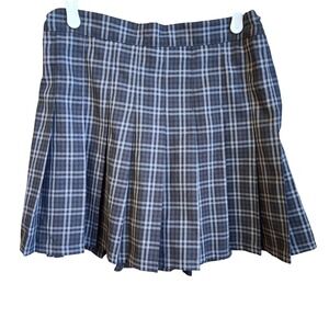 Aerie Black and Gray Plaid Pleated Schoolgirl Mini Skirt Medium EUC